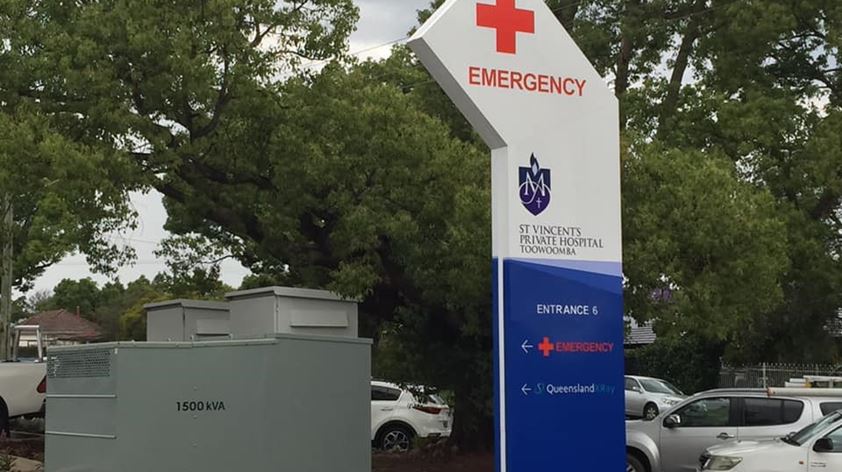 St Vincent’s Private Hospital Emergency Centre sign