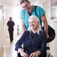 Nurse with geriatric patient