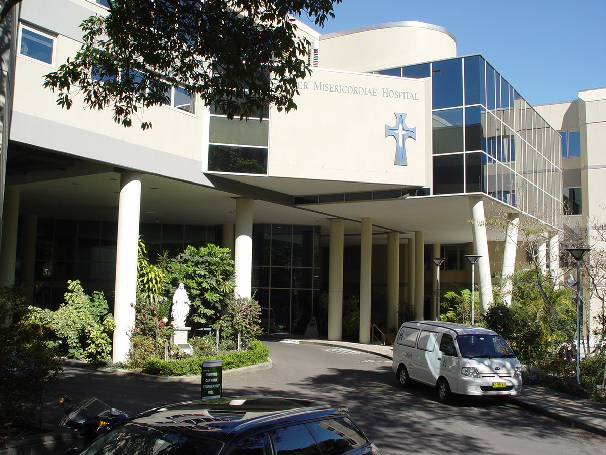 The entrance to the Mater Hospital