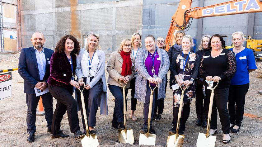 Image: St Vincent’s Private Hospital Fitzroy Nurse Unit Managers celebrating the Turning of the Sod Ceremony.