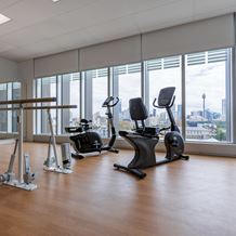 A gymnaesium with sporting equipment