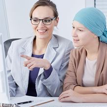Oncology patient and doctor