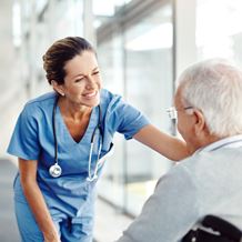 A nurse comforts patient