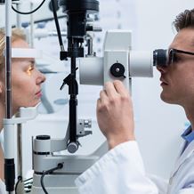 A patient is examined by an Ophthalmologist