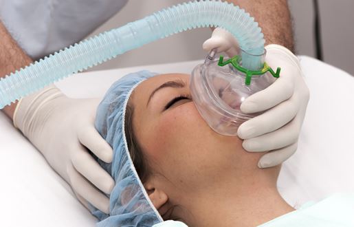 Anaesthetists at work in an operating theatre